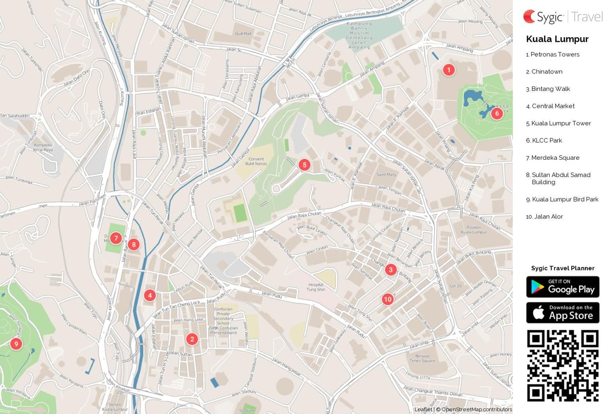 Mapa das paisagens de Kuala Lumpur (KL)