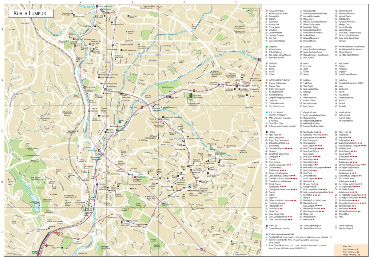 Mapa turístico de Kuala Lumpur (KL)