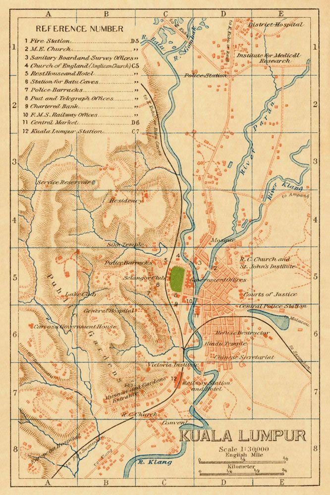 Mapa histórico de Kuala Lumpur (KL)