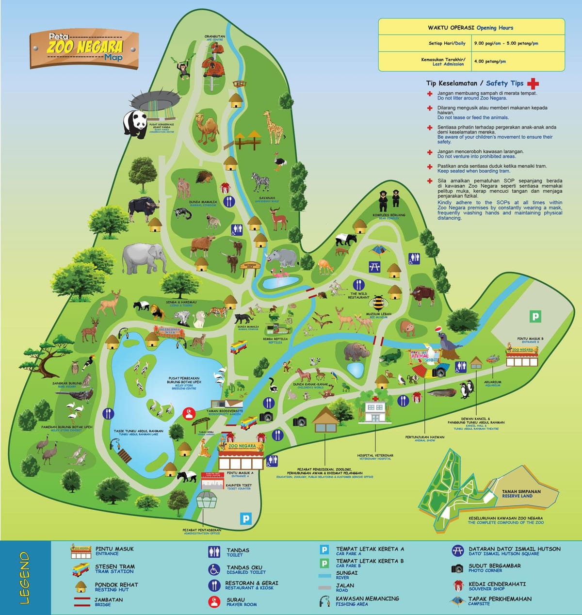 Mapa do Parque Zoológico de Kuala Lumpur (KL)