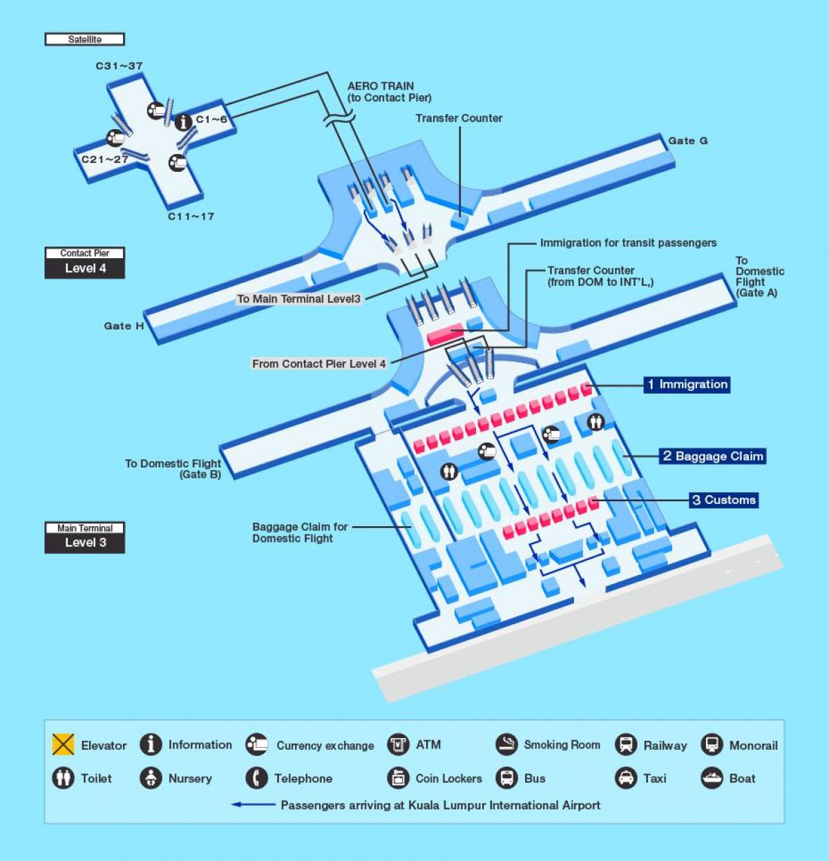 Mapa do terminal do aeroporto de Kuala Lumpur (KL)