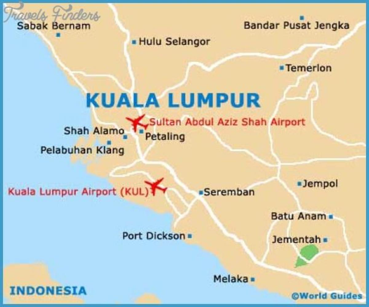 Mapa dos aeroportos de Kuala Lumpur (KL)