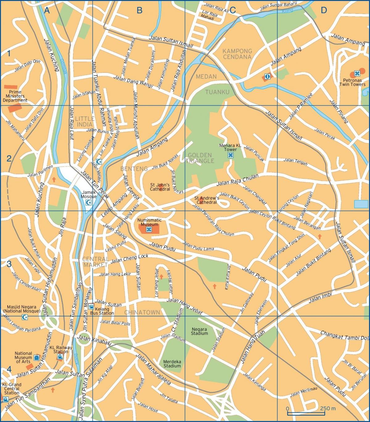 Mapa das ruas de Kuala Lumpur (KL)