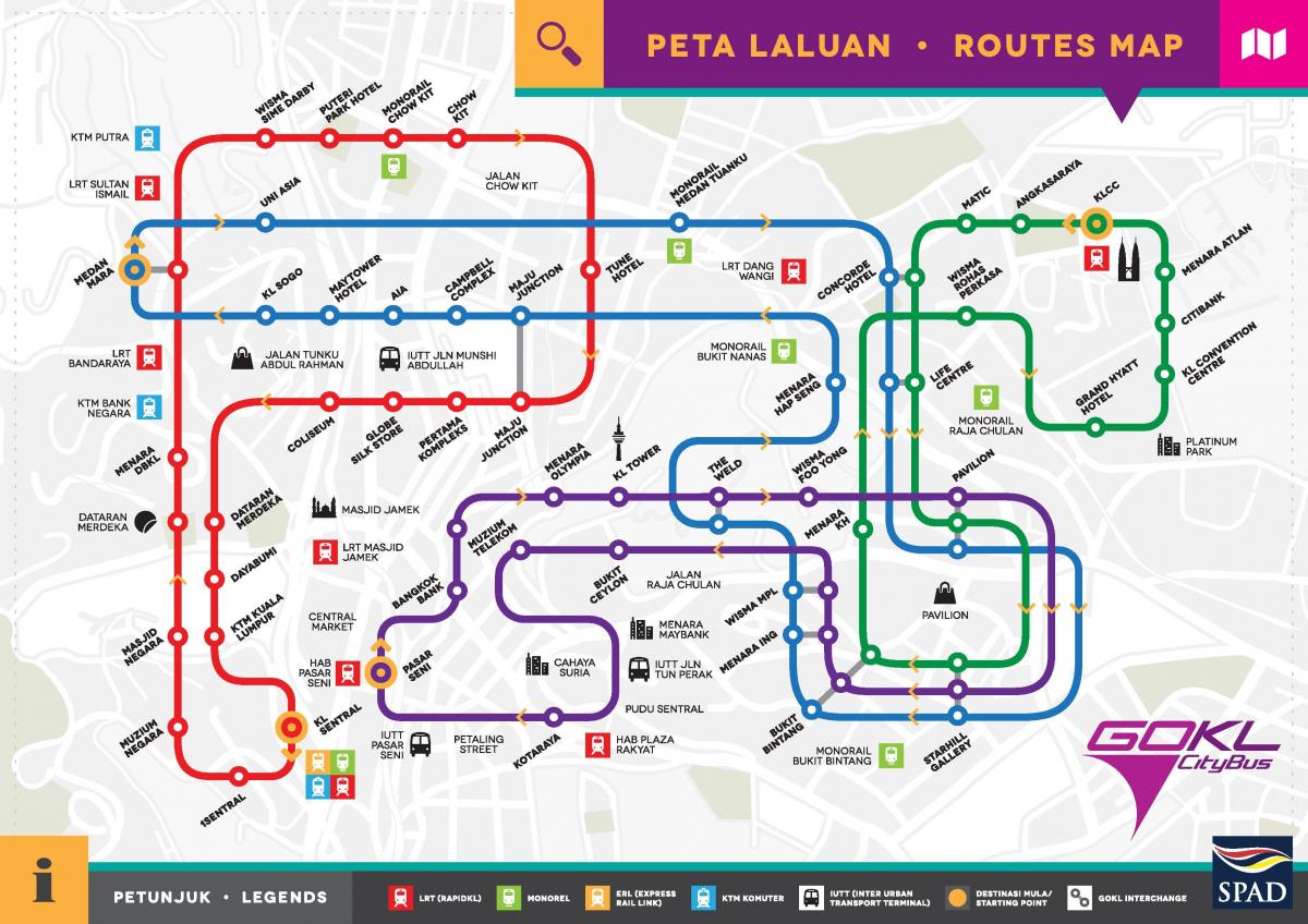 Mapa da estação rodoviária de Kuala Lumpur (KL)