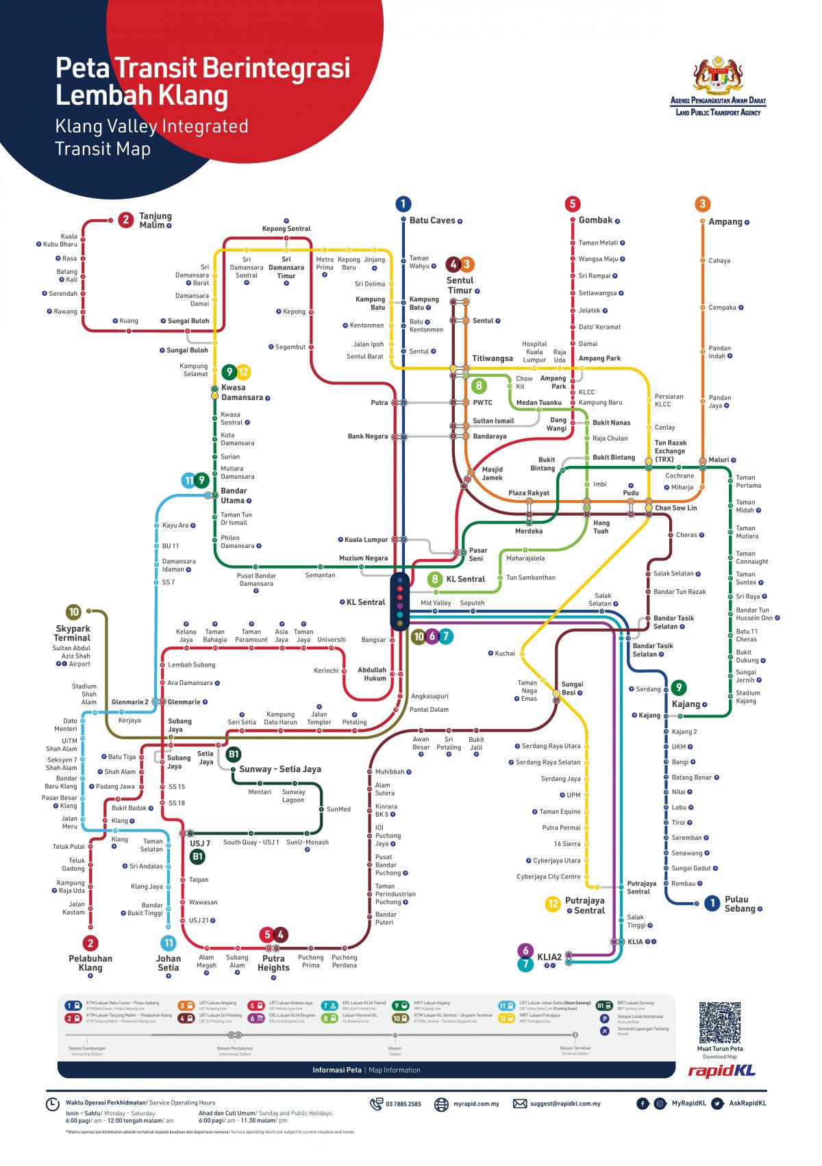 Mapa das estações ferroviárias de Kuala Lumpur (KL)