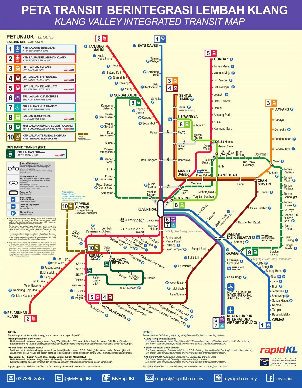 Mapa das estações de metro de Kuala Lumpur (KL)