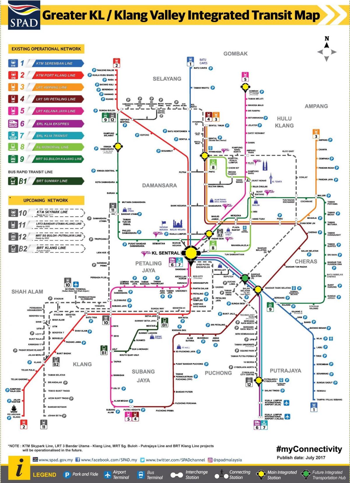Mapa da estação de metro de Kuala Lumpur (KL)